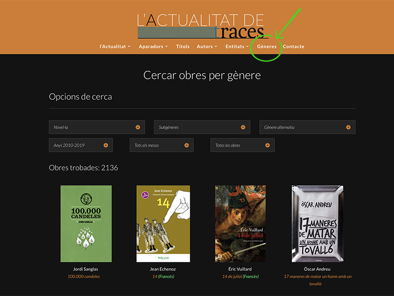 La nova cerca per gèneres a l'Actualitat
